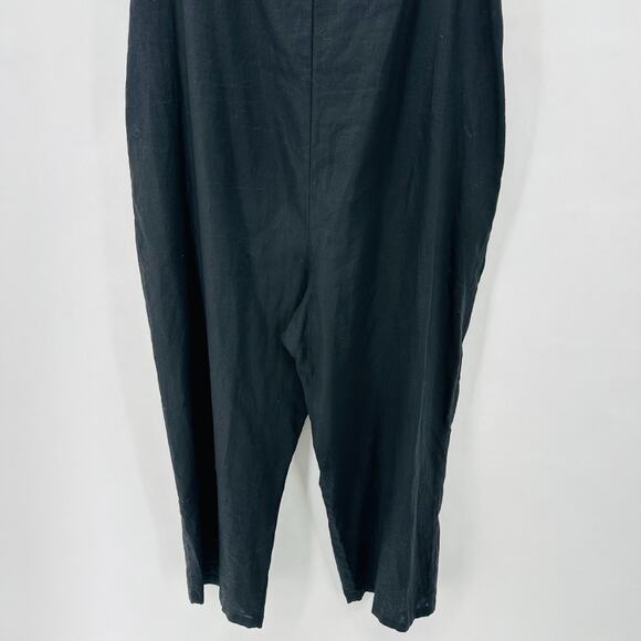 Hutch Bow Front Jumpsuit Womens L Black Linen Crop Preppy Quiet Luxury City Boho - Picture 6 of 11
